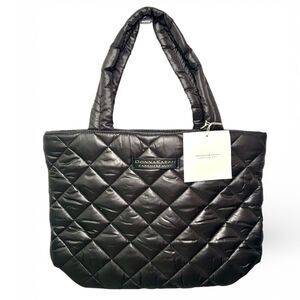 NWT Donna Karan Cashmere Mist Black Quilted Tote Bag